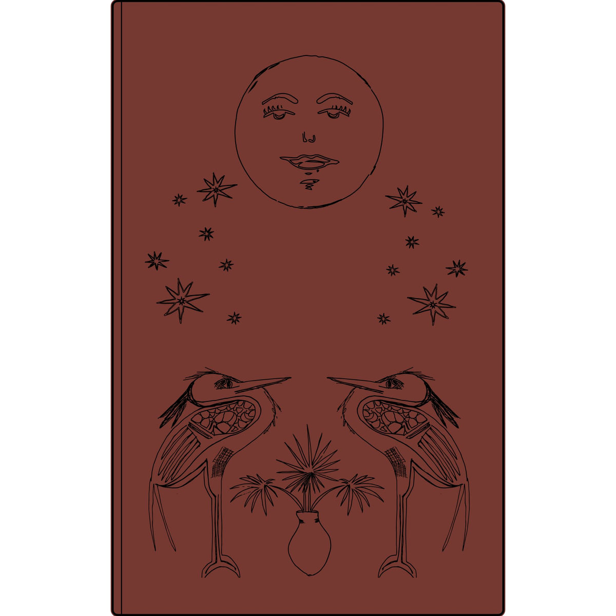 Engraved Vegan Leather Journal — Celestial Heron Notebook