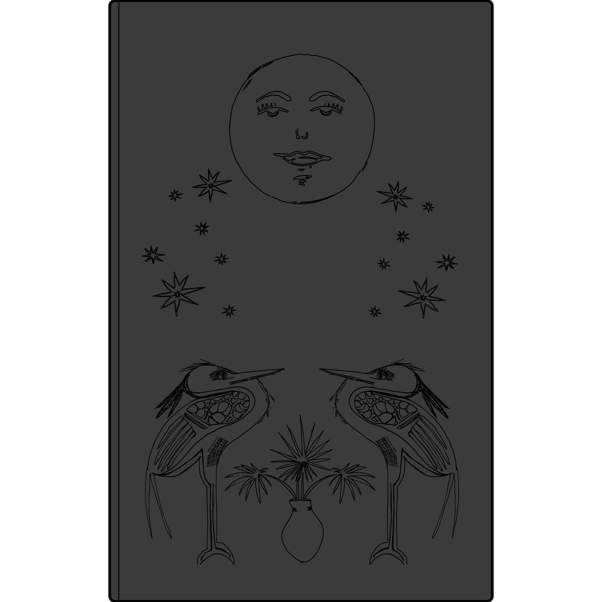 Engraved Vegan Leather Journal — Celestial Heron Notebook