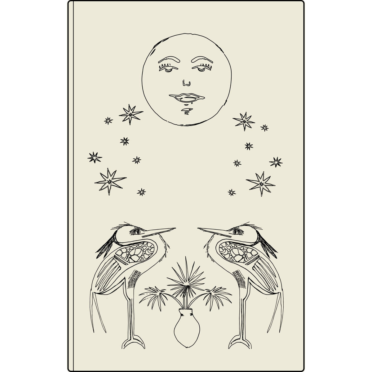Engraved Vegan Leather Journal — Celestial Heron Notebook
