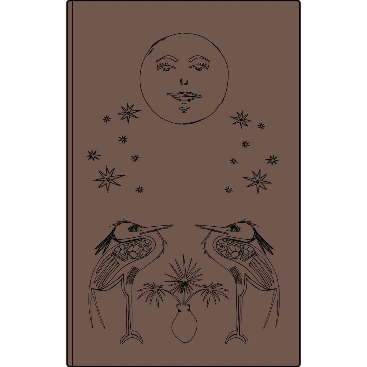 Engraved Vegan Leather Journal — Celestial Heron Notebook