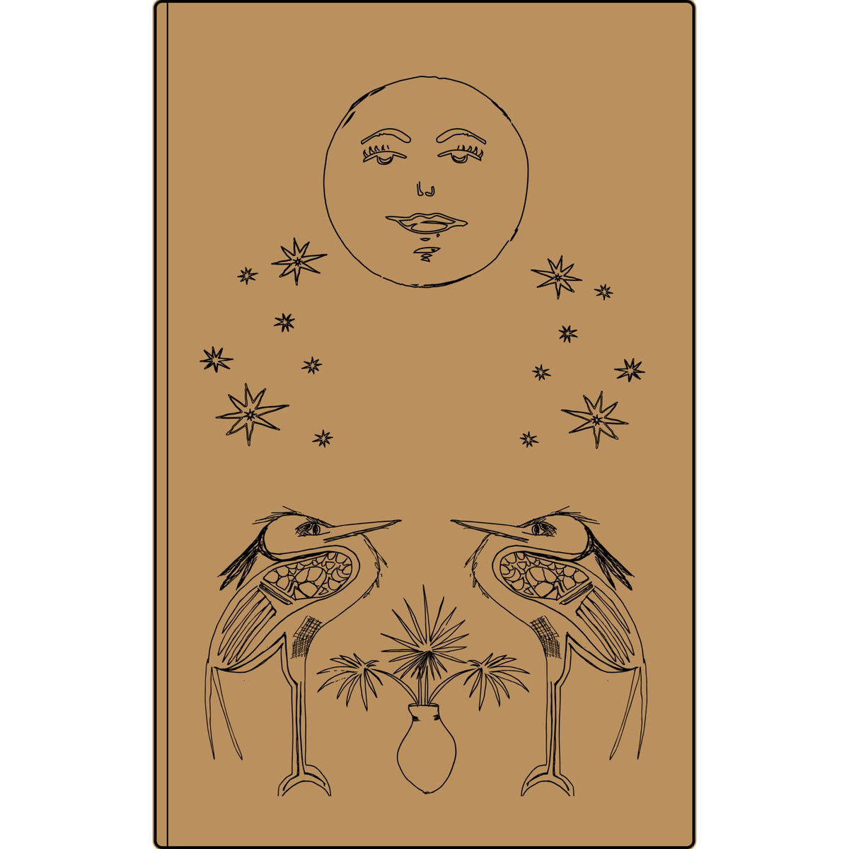 Engraved Vegan Leather Journal — Celestial Heron Notebook
