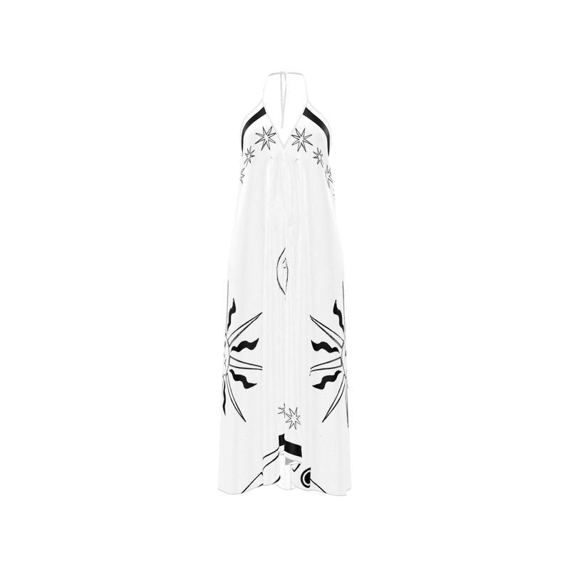 Celestial Silk Halter Maxi Dress