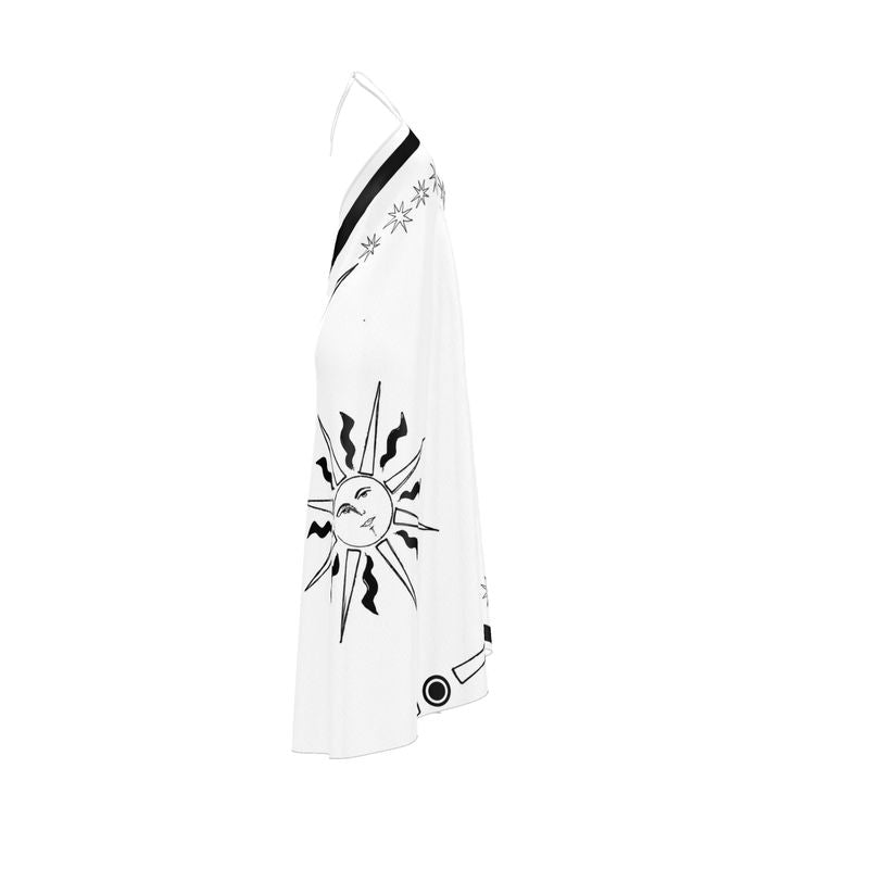 Celestial Silk Halter Maxi Dress