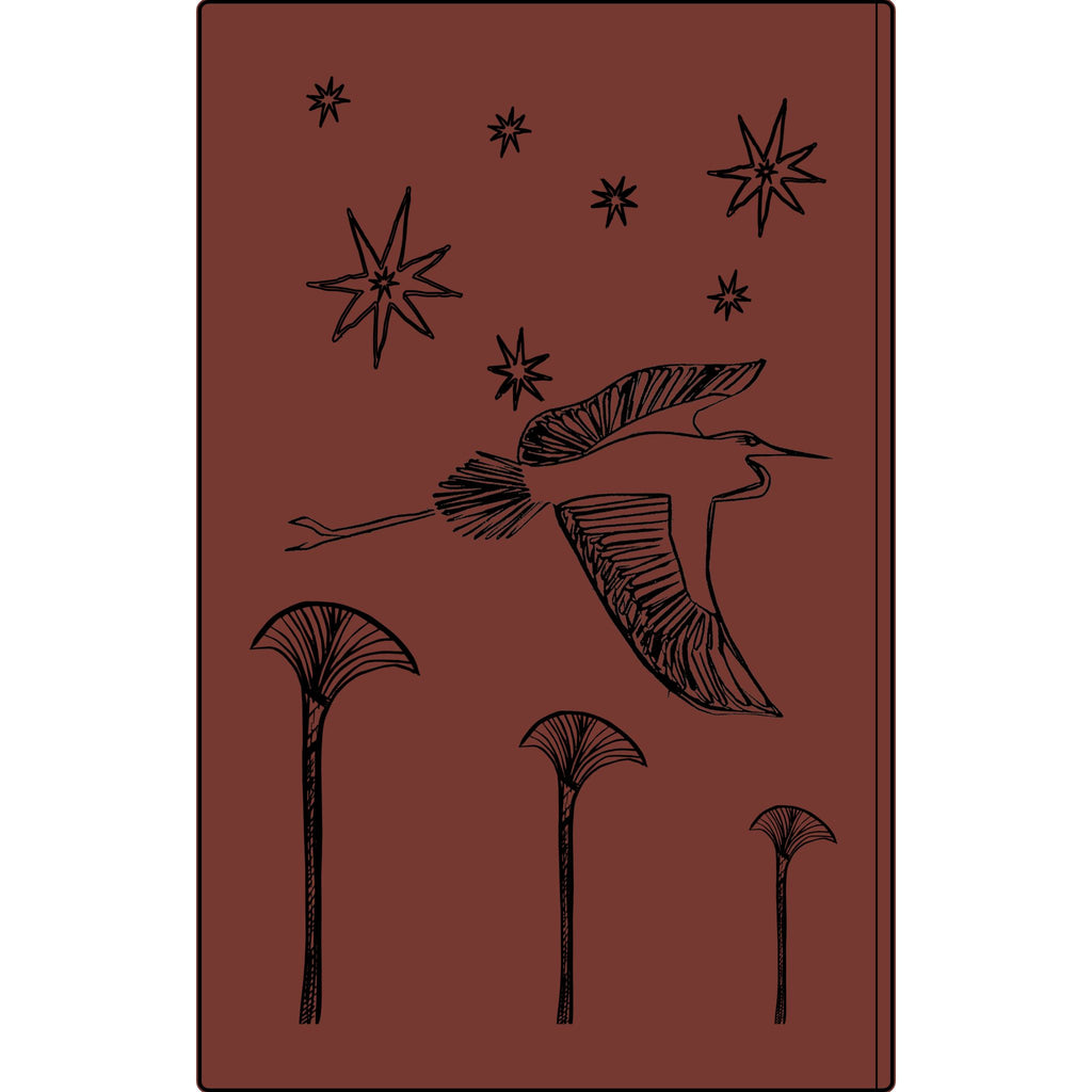 Engraved Vegan Leather Journal — Celestial Heron Notebook