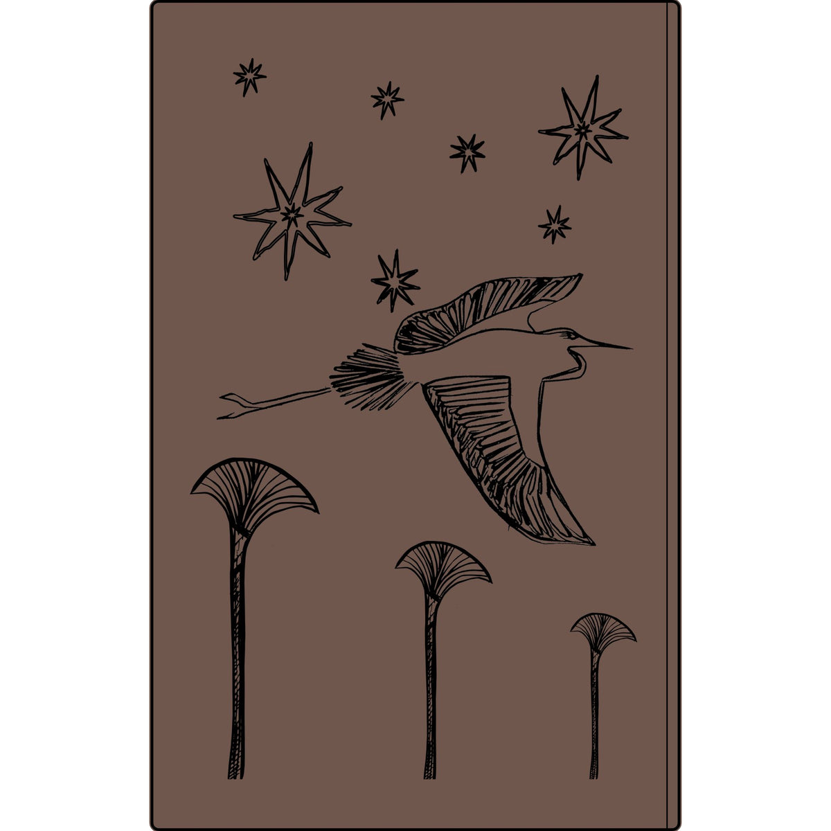 Engraved Vegan Leather Journal — Celestial Heron Notebook