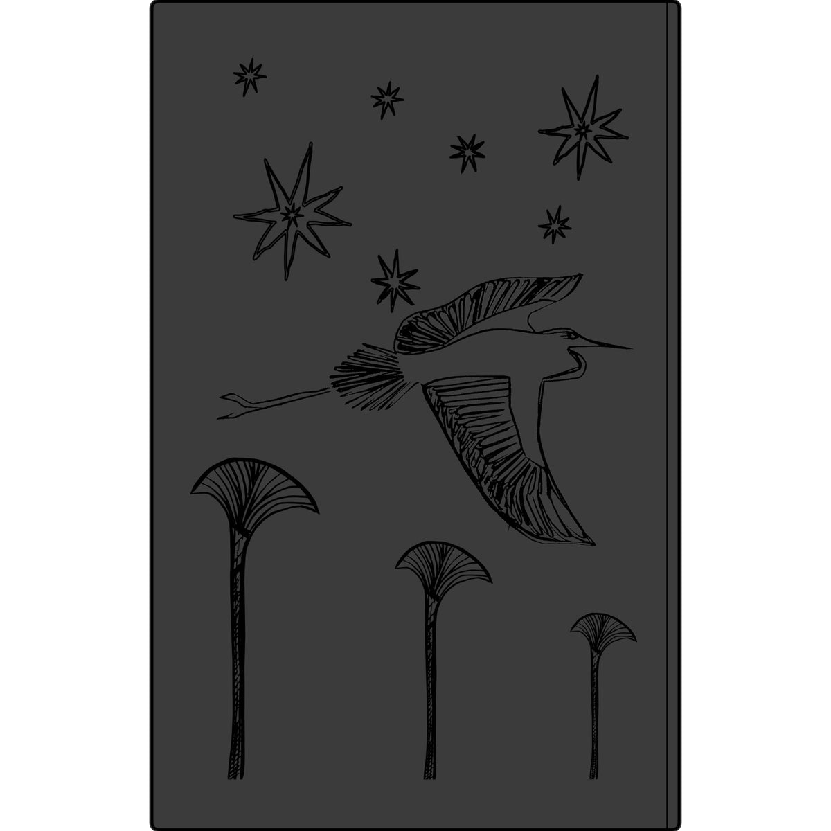 Engraved Vegan Leather Journal — Celestial Heron Notebook