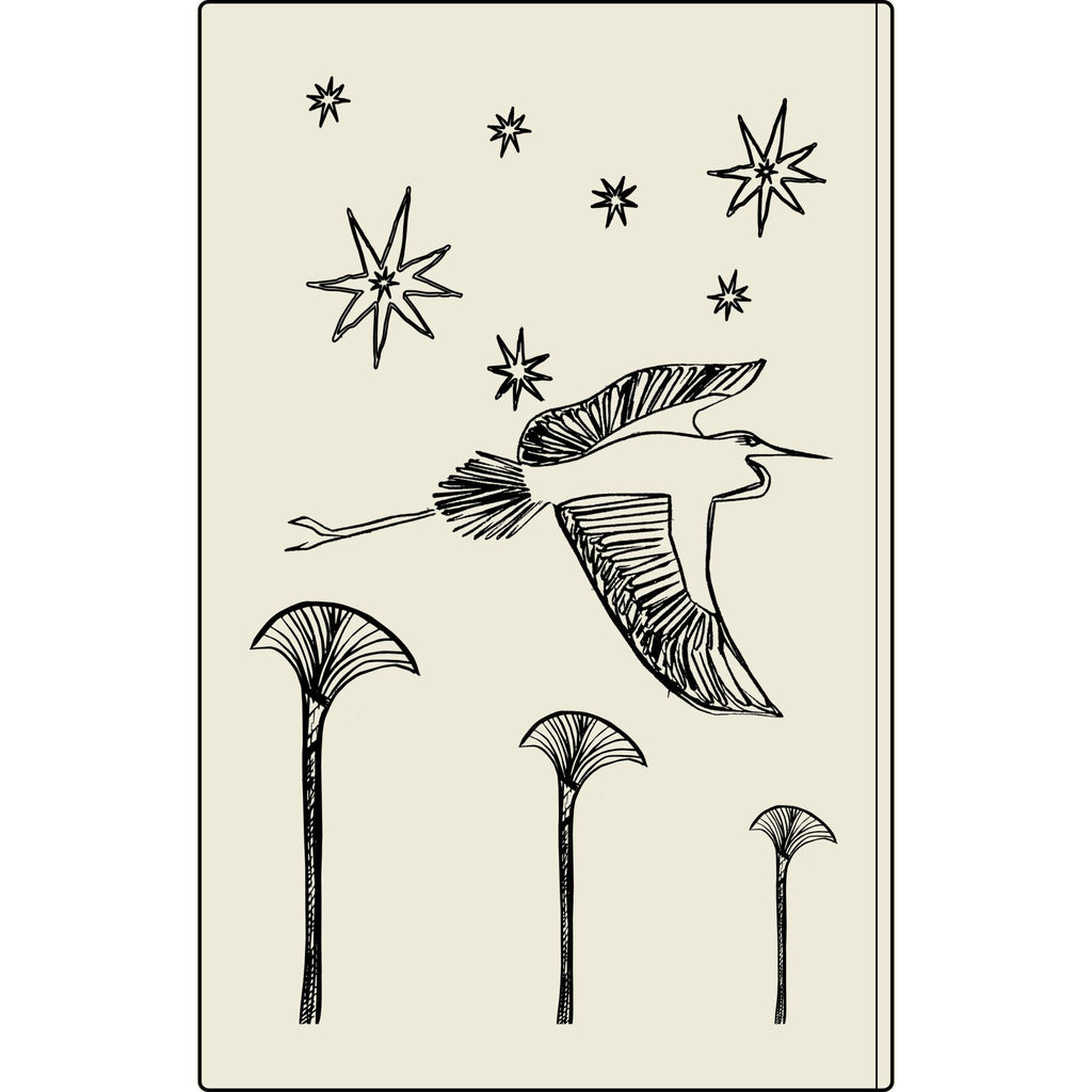Engraved Vegan Leather Journal — Celestial Heron Notebook