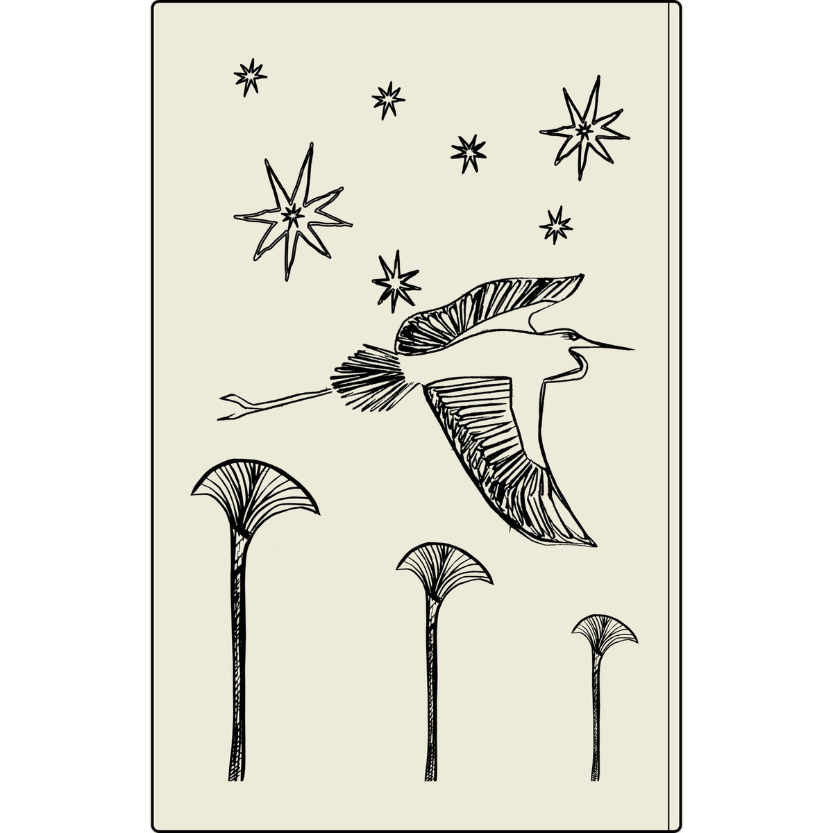 Engraved Vegan Leather Journal — Celestial Heron Notebook