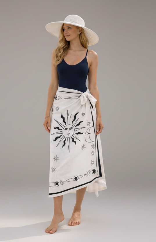 Celestial Silk Pareo in Black & White