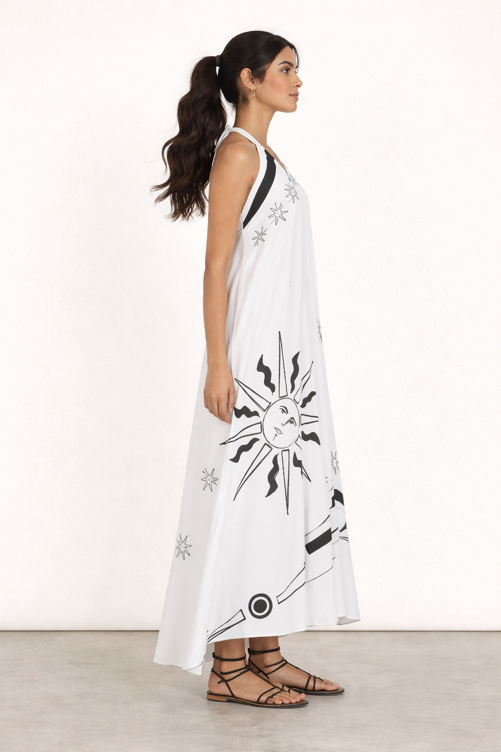 Celestial Silk Halter Maxi Dress
