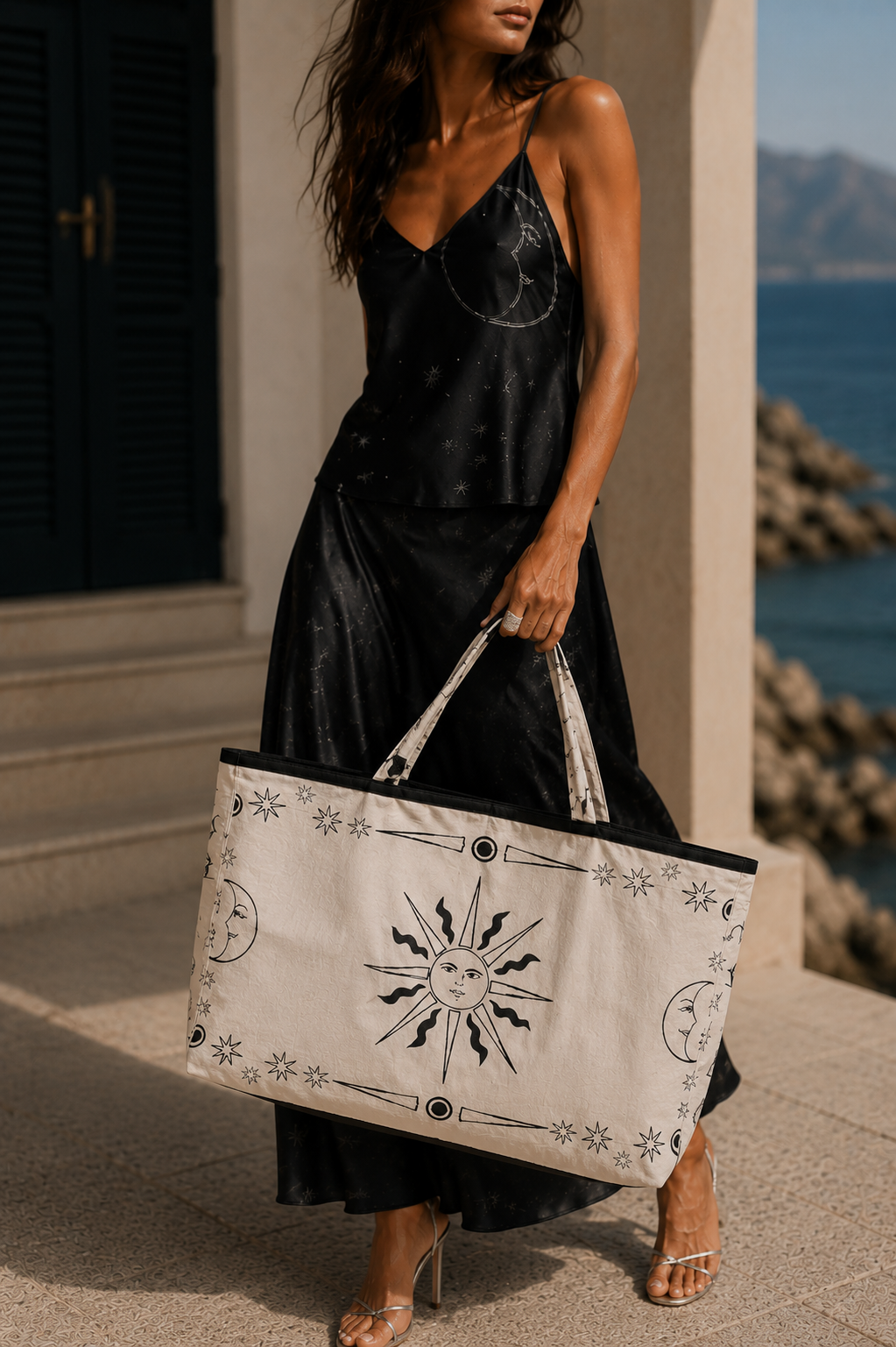 Black & White Celestial Tote Bag
