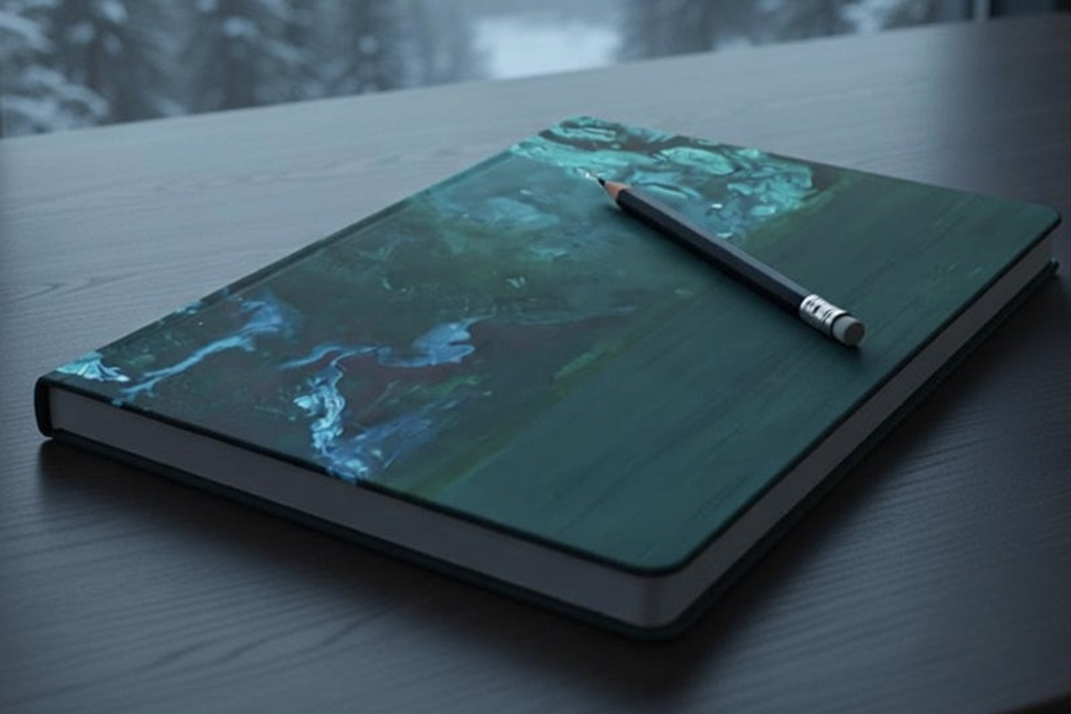 Emerald Green Abstract Art Notebook-Softcover Luxury Journal