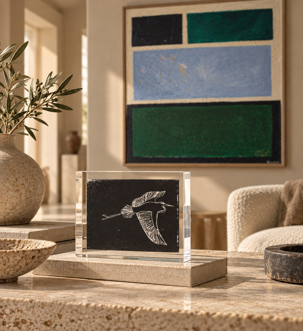 Heron in Flight Acrylic Block