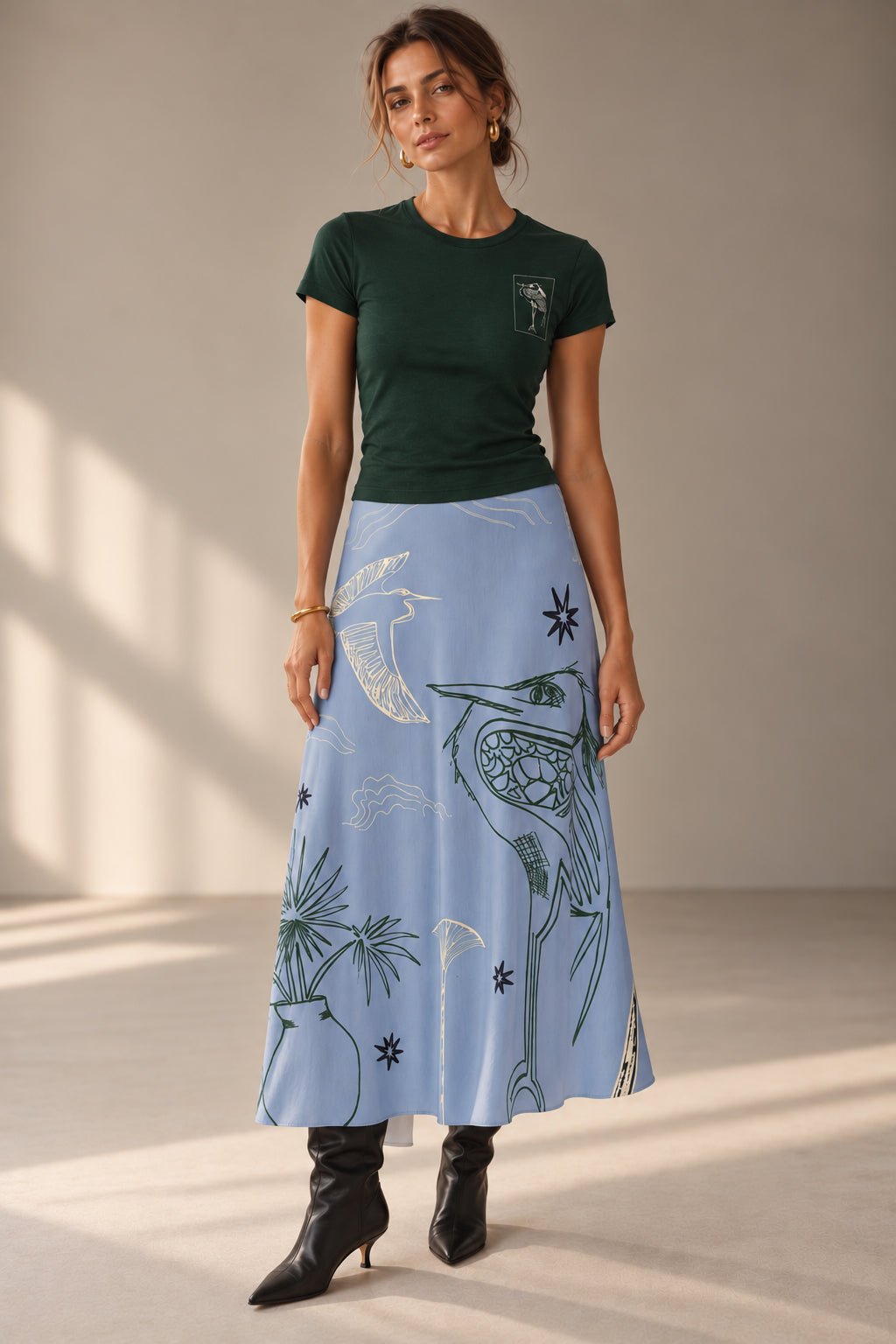 Skywinkle Heron Midi Skirt